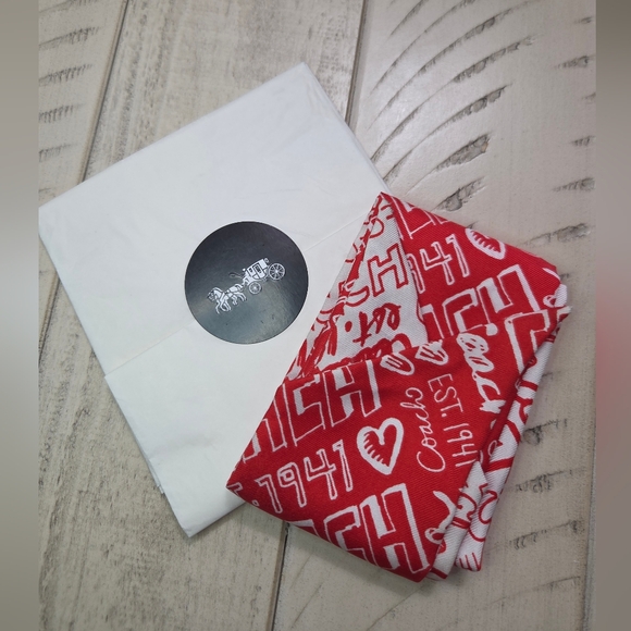 Coach Poppy Graffiti reversible "Script" ponytail scarf, NWOT - Picture 4 of 5